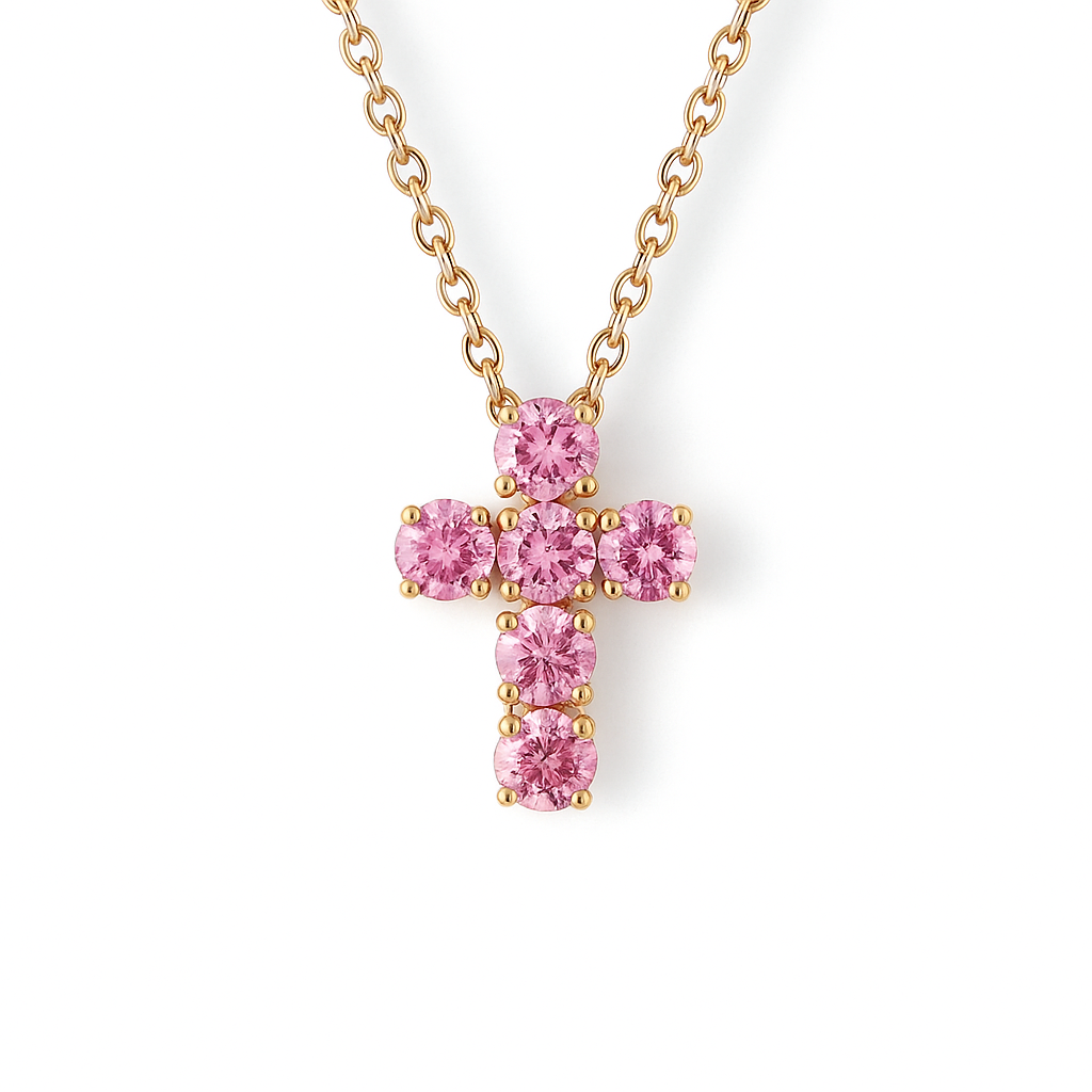 Pink Sapphire Cross Pendant Pink Sapphire Cross Pendant