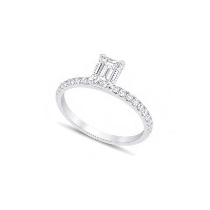 Emerald lab diamond ring with shoulder diamonds Dubai