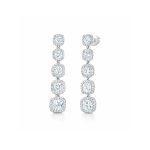 Five cushion-cut diamond earrings