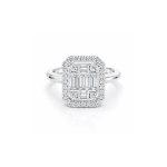 Round and baguette lab diamond ring