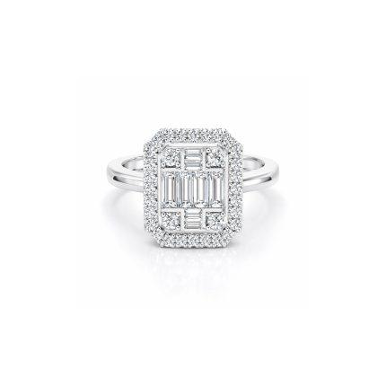 Round and baguette lab diamond ring