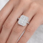 Round and baguette lab diamond ring Dubai