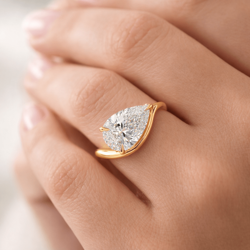 3 carat pear lab diamond ring