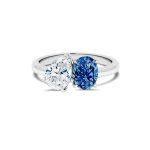 Blue lab grown Diamond You and me ring