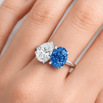 Blue lab grown Diamond You and me ring Dubai