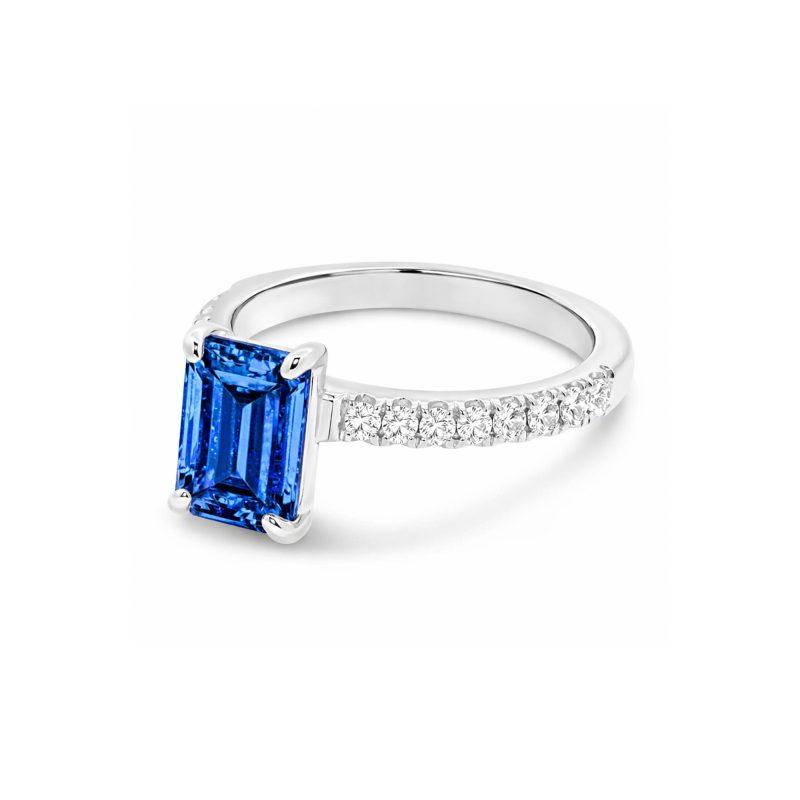 Blue lab grown emerald diamond ring Dubai