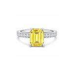 Emerald Shaped Yellow lab grown Diamond ring