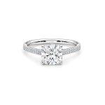 Cushion lab diamond ring with Shoulder diamonds Dubai