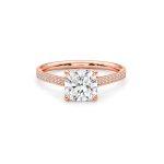 Cushion lab diamond ring with Shoulder diamonds UAE