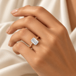 Custom Emerald Cut Solitaire lab diamond ring
