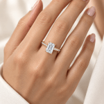 Custom Emerald Lab diamond ring with side diamonds