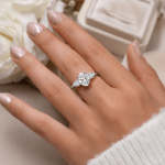 Custom Oval and Pear Lab Diamond Trilogy ring