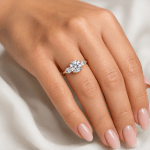 Custom Pear and round lab diamond trilogy ring