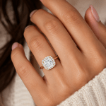 Customized Cushion lab diamond ring with Halo Dubai