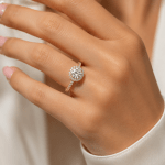 Customized Round lab diamond ring with halo Dubai