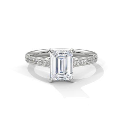 Emerald lab grown diamond ring with Shoulder diamonds
