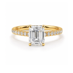 Emerald lab diamond ring with side diamonds