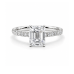 Emerald lab diamond ring with side diamonds Dubai