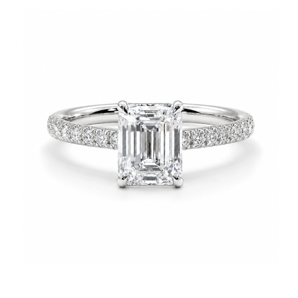 Emerald lab diamond ring with side diamonds Dubai
