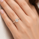 Emerald lab diamond ring with side diamonds Dubai UAE