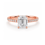 Emerald lab diamond ring with side diamonds UAE