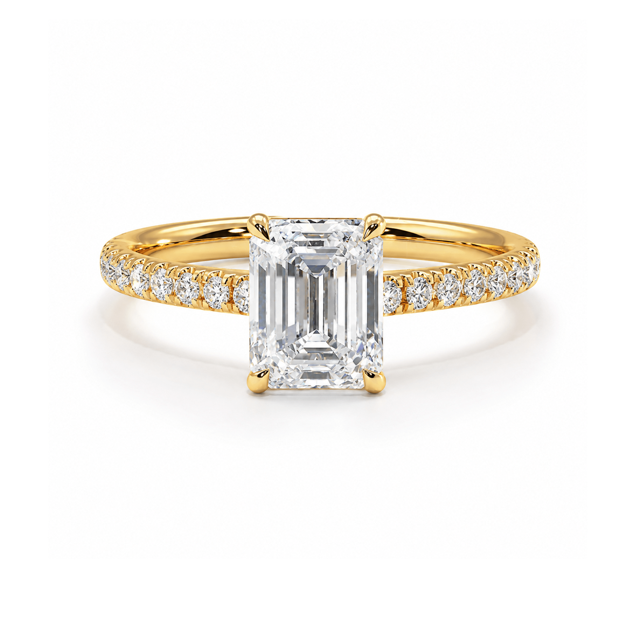 Emerald lab diamond ring with side diamonds Emerald lab diamond ring with side diamonds
