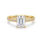 Emerald lab grown diamond ring with side diamonds