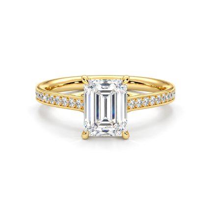 Emerald lab grown diamond ring with side diamonds