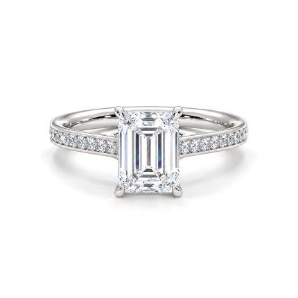 Emerald lab grown diamond ring with side diamonds Dubai