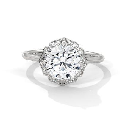 Floral round lab diamond ring