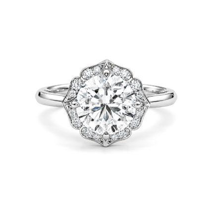 Floral round lab diamond ring Dubai