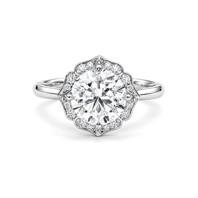 Floral round lab diamond ring Dubai