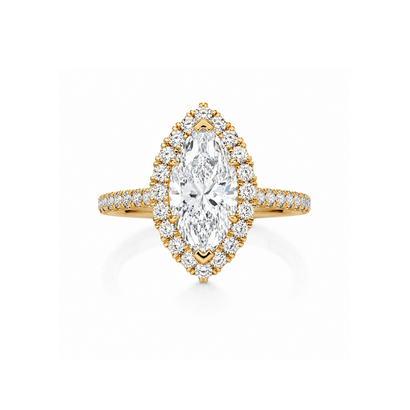 Marquise Lab diamond ring with Halo