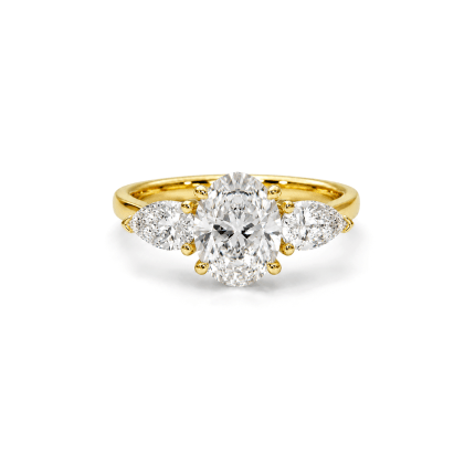 Oval and Pear Lab Diamond Trilogy ring