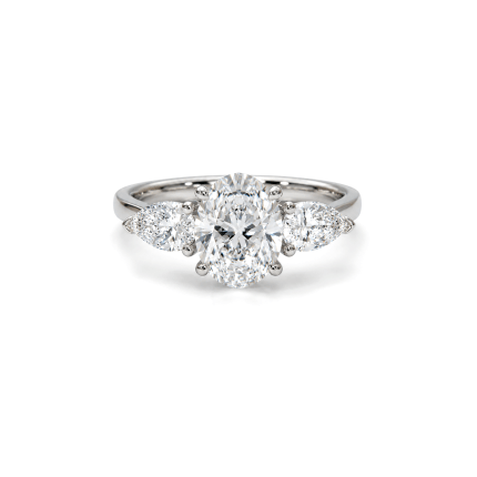 Oval and Pear Lab Diamond Trilogy ring Dubai