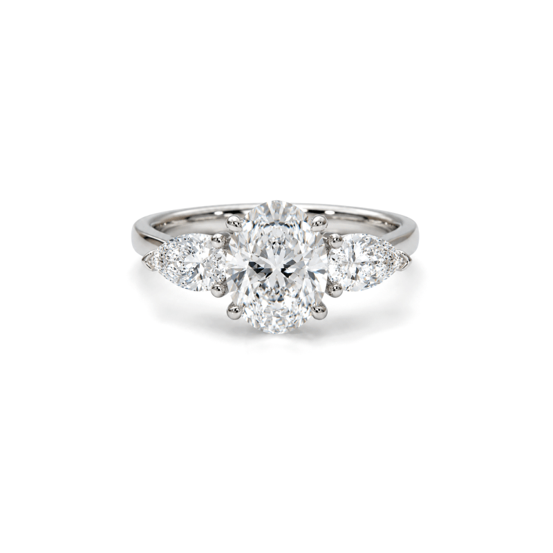 Oval and Pear Lab Diamond Trilogy ring Dubai