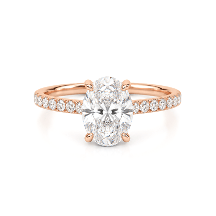 Oval lab diamond ring with Shoulder diamonds Dubai
