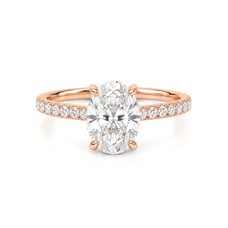 Oval lab diamond ring with Shoulder diamonds Dubai