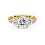Pear and round lab diamond trilogy ring