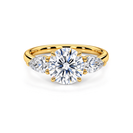 Pear and round lab diamond trilogy ring