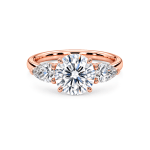 Pear and round lab diamond trilogy ring UAE
