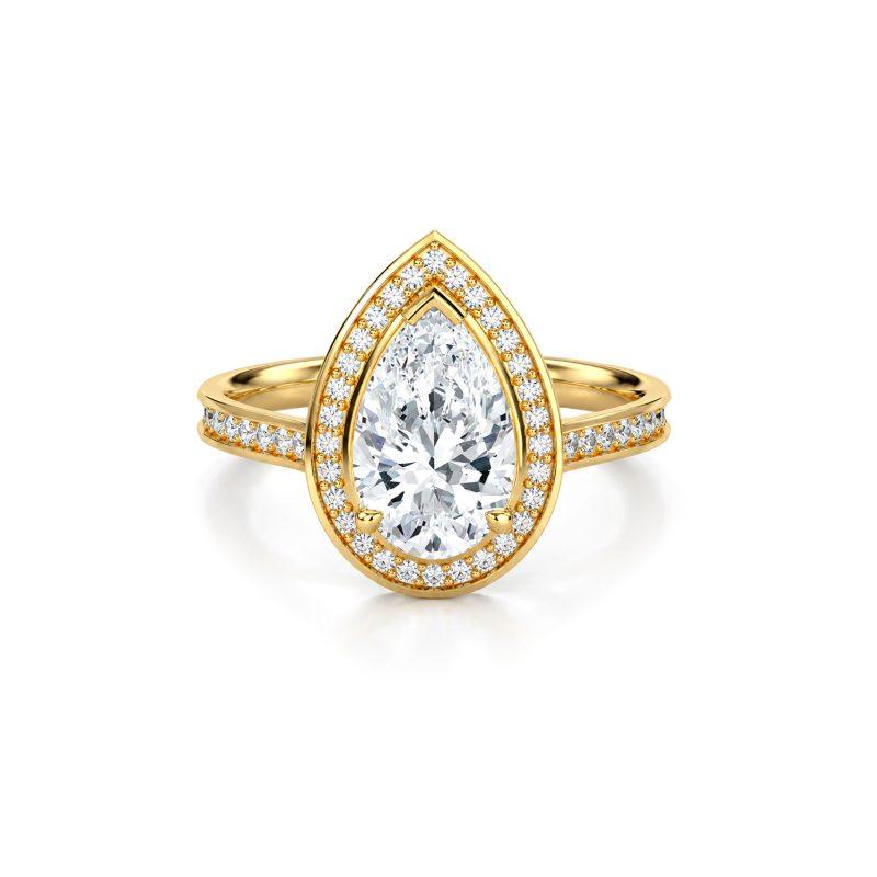 Pear lab diamond engagement ring