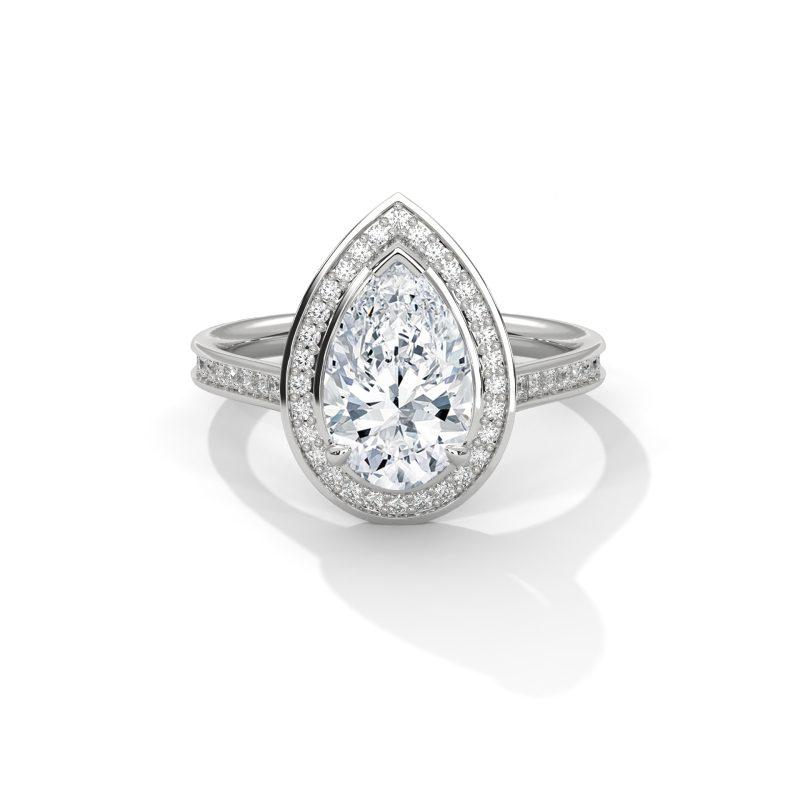 Pear lab diamond engagement ring