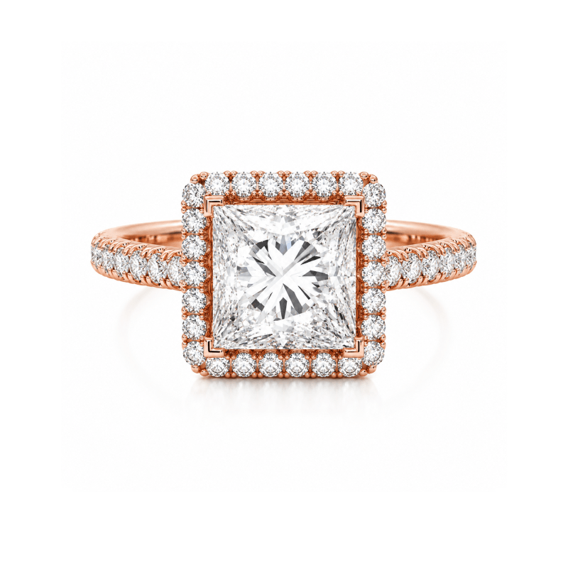 Princess Lab diamond ring with Halo UAE
