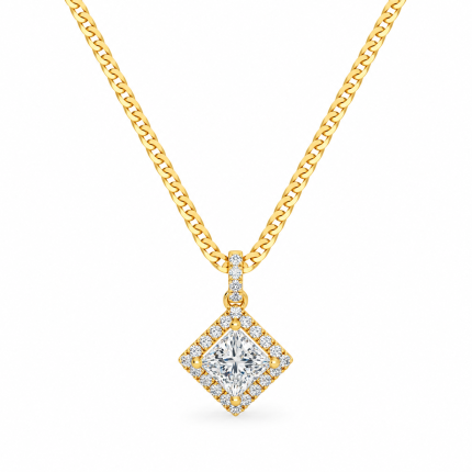 Princess lab Diamond Halo Pendant Dubai