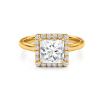 Princess lab diamond halo ring