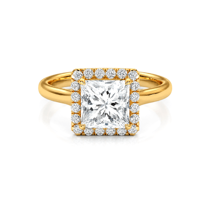 Princess lab diamond halo ring