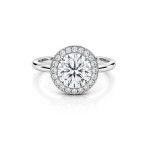 Round Lab diamond Halo ring Dubai