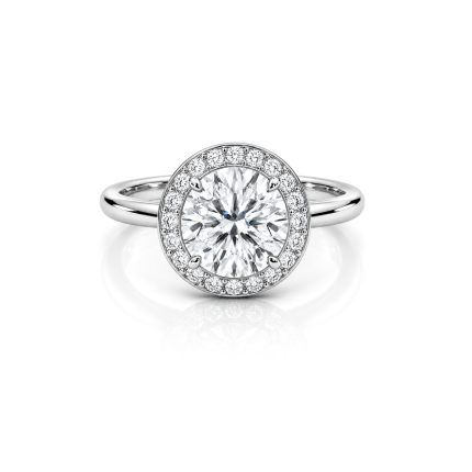 Round Lab diamond Halo ring Dubai