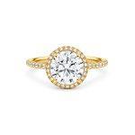 Round Lab diamond halo ring with Shoulder diamonds